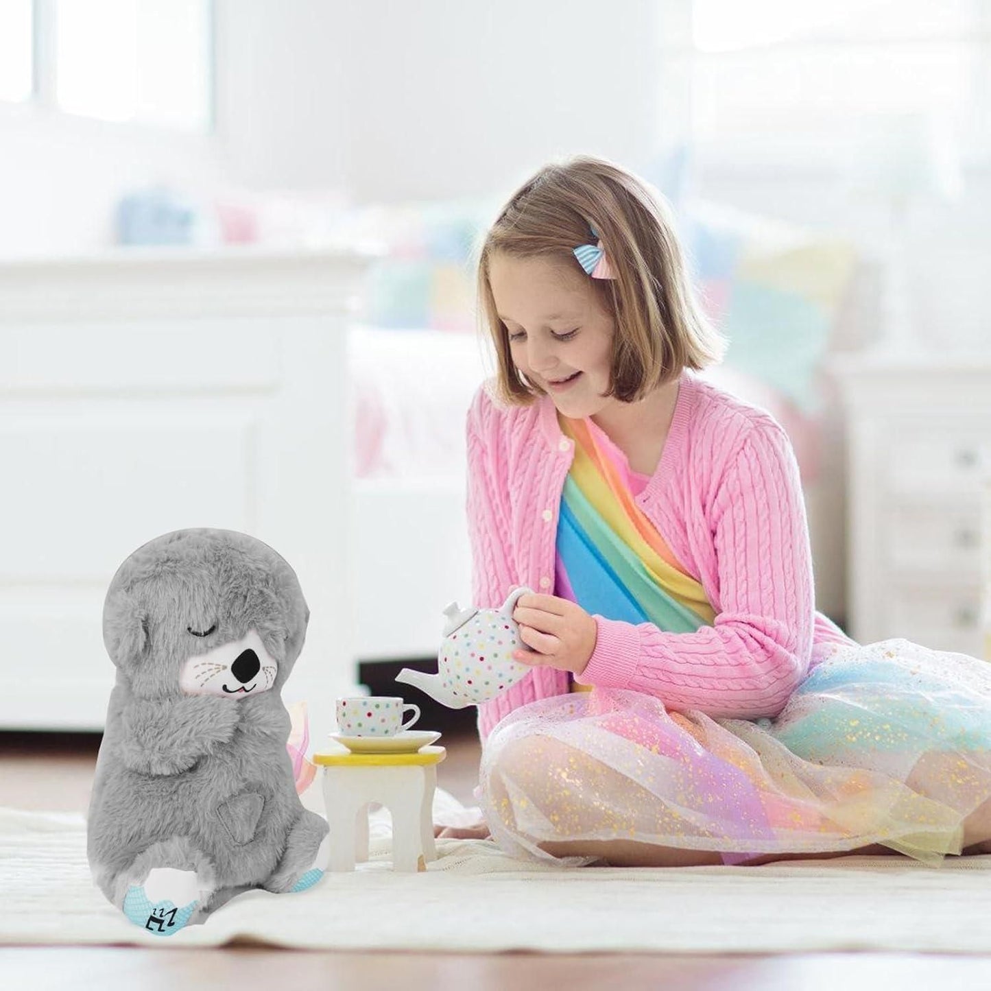 Zenavue Breathing Teddy Bear with Soothing Music & Comfort Plush