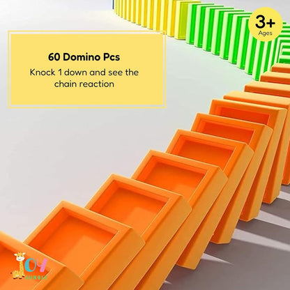 Zenavue Domino Rally Train Model with Lights and Sounds Construction and Stacking Toys