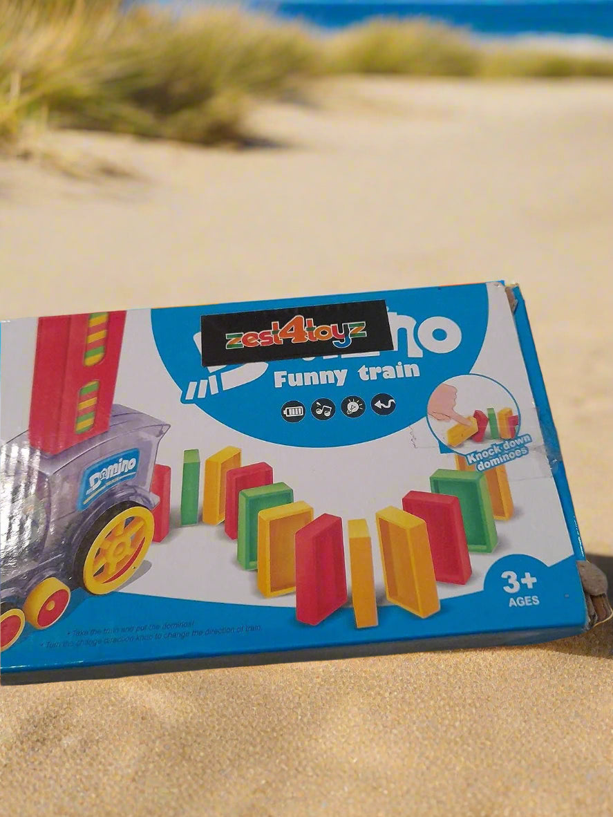 Zenavue Domino Rally Train Model with Lights and Sounds Construction and Stacking Toys