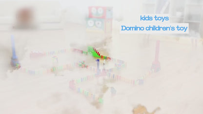 Zenavue Domino Rally Train Model with Lights and Sounds Construction and Stacking Toys